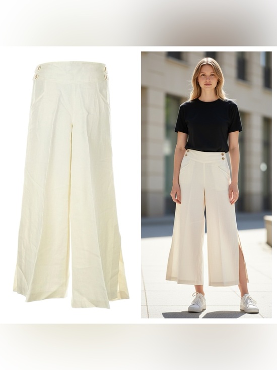 Anthropologie Pants - Anthropologie Elevenses Off White Linen Rayon Wide Leg Pants 4 Minimalist Chic